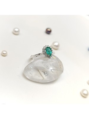 0.64CT Zümrüt Pırlanta Damla Taşlı  Yüzük 14 Ayar Altın Hd Videolu