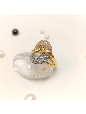 Gurmet Zncir Taşlı Yüzük 14 Ayar Altın Hd Videolu