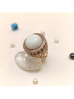 Beyaz Taşlı Yüzük 14 Ayar Altın Hd Videolu