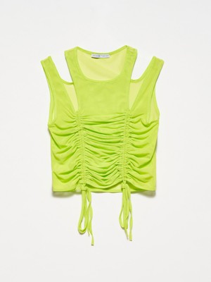 20216 Büzgülü Tül  Top-Lime