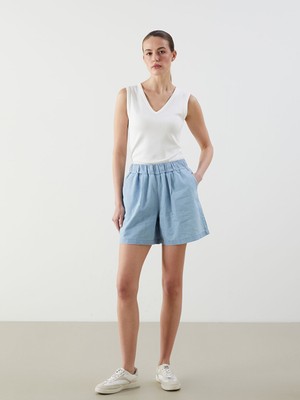 Lc Waikiki Yeni Sezon Beli Lastikli Kadin Jean Sort - S5LQ81Z8