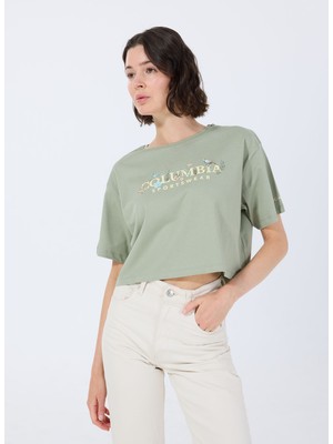 Columbia 9210091348CS0428 Yeşil O Yaka Normal Baskılı Kadın T-Shirt