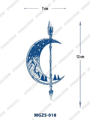 Tattoo MGZS-018 Yarı Kalıcı Hilal ve Mızrak Desen Dövme