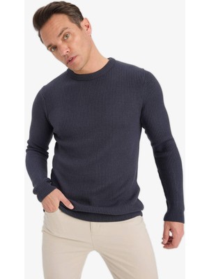 DeFacto Standart Fit Normal Kesim Bisiklet Yaka Dokulu Triko Kazak C8814AX25WN