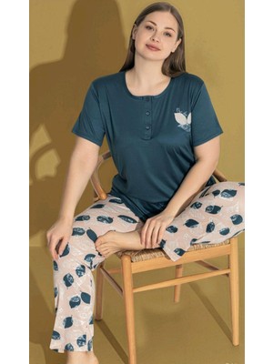 Kadın Battal Büyük Beden Kısa Kol Pijama Takımı 9567