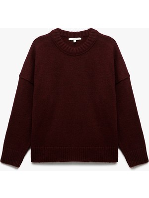 Uzun Kollu Bisiklet Yaka Triko Oversize Kazak