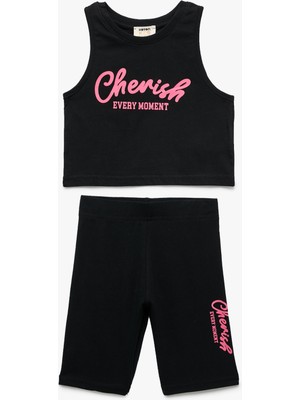 Pamuklu 2'li Baskılı Atlet ve Tayt Seti