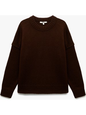 Uzun Kollu Bisiklet Yaka Triko Oversize Kazak