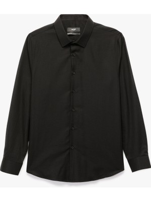 Slim Fit Yarım Italyan Yaka Uzun Kollu Gömlek