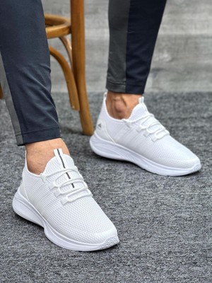 Kantex Beyaz Spor Ayakkabı Unisex Nefes Alabilir Yapı Kauçuk Taban ile Günlük Kullanıma Uygun