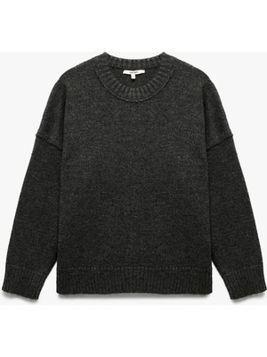 Uzun Kollu Bisiklet Yaka Triko Oversize Kazak