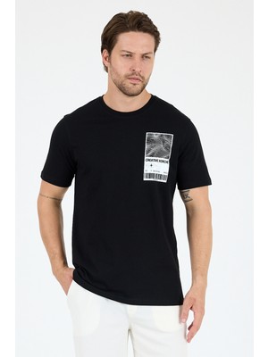 Erkek Bisiklet Yaka Baskılı T-Shirt – %100 Pamuk – Rahat ve Tarz Kısa Kollu Erkek Tişört 0022