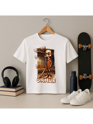 Blitzistanbul Tung Tung Tung Sahur Baskılı Italyan Brainrot Tasarım Baskılı Çocuk Tişöt (4-13) Yaş