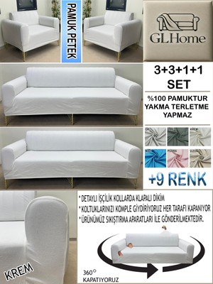 %100 Pamuk Petek Kumaş  3+3+1+1 Komple Giydirme Kanepe&çekyat, Bohem, Porto, Vb. Model Koltuk Kılıfı
