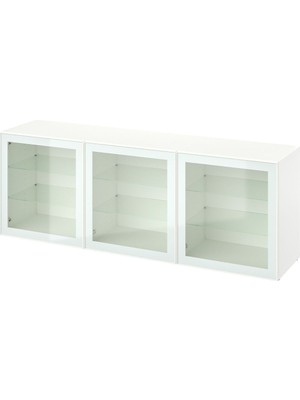 Dolap Kombinasyonu, Beyaz-Şeffaf Cam, 180X42X65 Cm, Glassvık