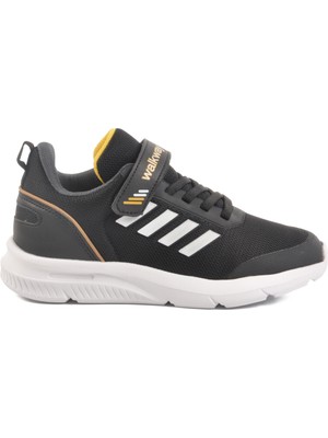 Siyah Beyaz Cırtlı Fileli Hafif Unisex Çocuk Spor Ayakkabı Fav 100 F