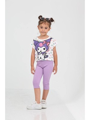 E Çocuk Düşük Kol Kuromi Dijital Baskı Tshirt - 6632