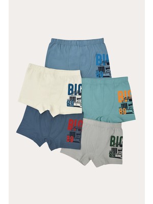 Katia & Bony 5'li Boxer Seti Erkek Çocuklar için Yumuşak Pamuklu Kumaş ve Elastik Bel Bandı