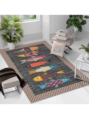 Kaymaz Taban Yıkanabilir Halı – Mutfak, Salon, Yatak Odası Için Modern Dijital Baskı Halı