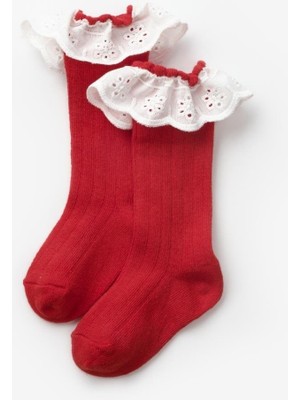 Kırmızı  Fistolu Kız Çocuk Çorap