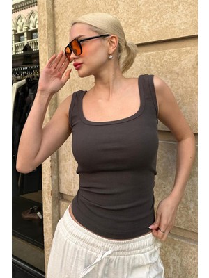 Füme Fitilli Görünümlü Askılı Basic Atlet MG2057