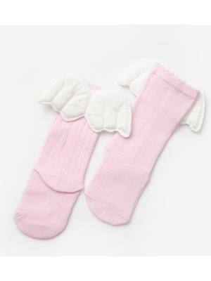 Pembe  Kanatlı Kız Çocuk Çorap
