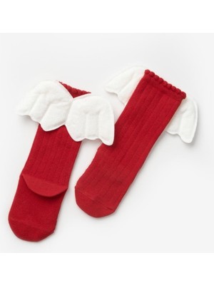 Kırmızı  Kanatlı Kız Çocuk Çorap