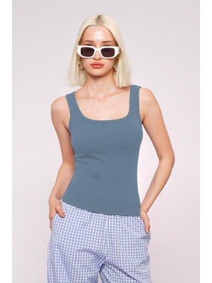 Indigo Fitilli Görünümlü Askılı Basic Atlet MG2057