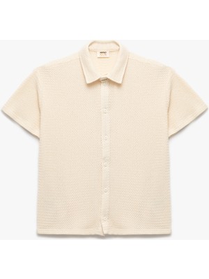 Pamuklu Oversize Düğmeli Basic Kısa Kollu Gömlek