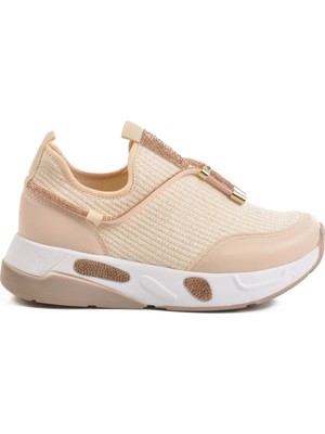 Bej Anorak Taş Işlemeli Kadın Casual Ayakkabı 702498 Z