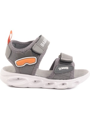 Füme Cırtlı Işıklı Kız Bebek Sandalet 018127 B