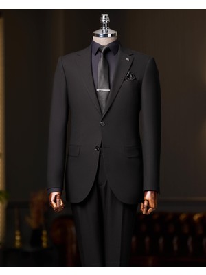 Slim Fit Ceket Pantalon Takım Elbise Siyah T13576