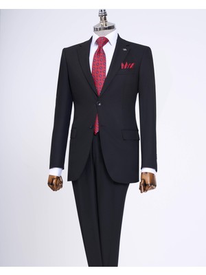 Slim Fit Ceket Pantalon Takım Elbise Siyah T13570