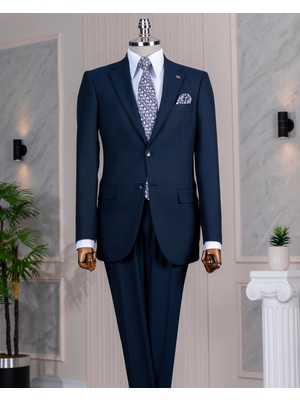 Slim Fit Ceket Pantalon Takım Elbise Lacivert T13571