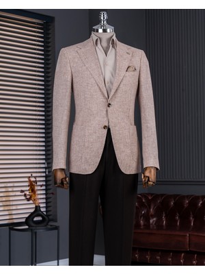 Italyan Stil Slim Fit Mono Yaka Erkek Tek Ceket Bordo T14361