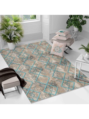 Kaymaz Taban Yıkanabilir Halı – Mutfak, Salon, Yatak Odası Için Modern Dijital Baskı Halı (SLNHAL159)