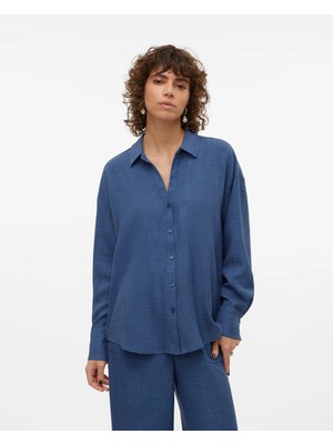 Vero Moda 10316389 Polo V Yaka Dugmelı Uzun Kol Gomlek