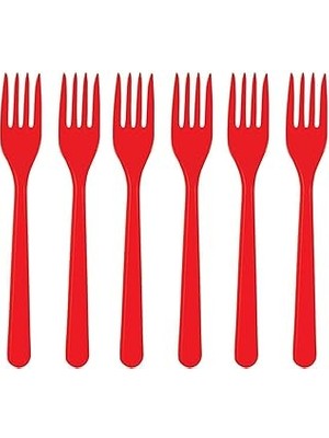 Plastik Kırmızı Çatal 25'li