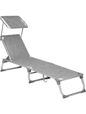 Songmıcs Katlanabilir Şezlong,plaj Şezlongu,bahçe SANDALYESI,GRI,55X193X31 cm
