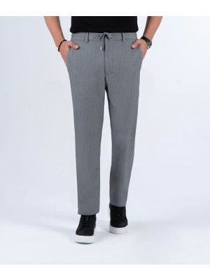 Italyan Stil Slim Fit Gofre Kumaş Erkek Pantalon Antrasit T13688