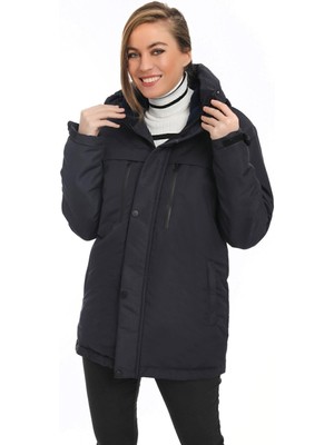 Kadın Polarlı Kürklü Su ve Rüzgar Geçirmez Kapüşonlu Kışlık Mont & Kaban & Parka