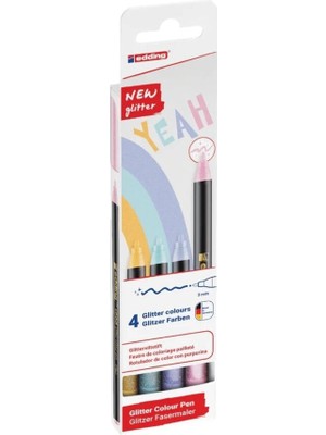 Edding E-1200 Fırça Uçlu Kalem Simli 4'lü Set