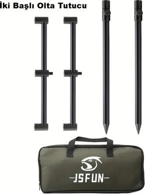 Monozone Olta Çubuğu Tutacağı 2 Rods Kit Ayak Çantalı Buzz Sticks Buzzbar Bankstick 20X30X50CM