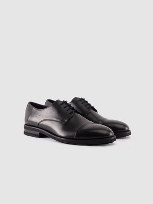 Italyan Stil Iç Dış Naturel Deri Erkek Ayakkabı Siyah T13909