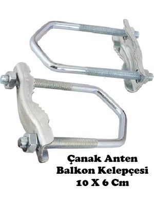 Vwin Çanak Anten Balkon Kelepçesi 10 x 6 cm Standart U Şeklinde (2’li Paket)