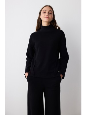 Siyah Boğazlı Mirko Sweatshirt - Saude Koleksiyonu