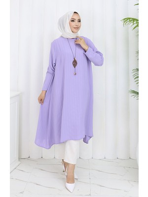 Sefa Merve Krep Kumaş Salaş Tunik 1011-02 Lila
