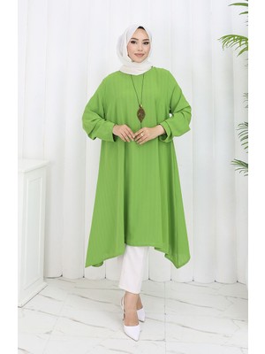 Sefa Merve Krep Kumaş Salaş Tunik 1011-06 Yeşil