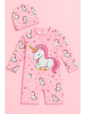 Kız Cocuk Uzun Kollu ve Fermuarlı Mayo Takımı 3 -10 Yas 11905