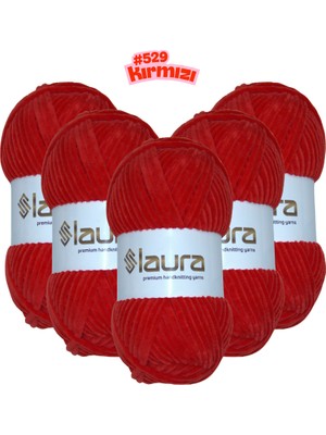 LAURA Kadife El Örgü İpi, 5'li Paket, 5X100 Gr. 120 Mt., %100 Mikro Polyester